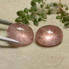 Strawberry Quartz Gemstones in 10 x 8 mm (calibrated) Size for Sale, Strawberry Quartz Stones in Medium Pink Color