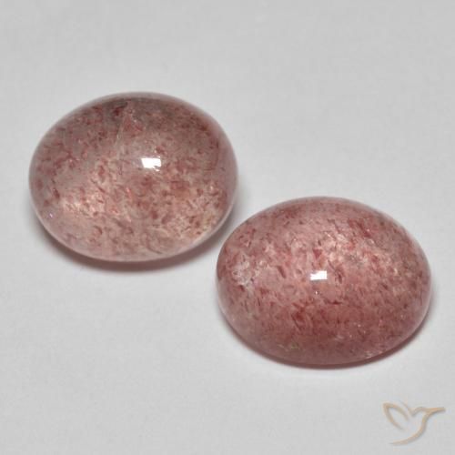 7.31 ctw Pink Strawberry Quartz Stones, Natural Strawberry Quartz in Oval Cabochon Shape for Sale