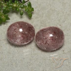 8.31 ctw Pink Strawberry Quartz Stones, Natural Strawberry Quartz in Oval Cabochon Shape for Sale