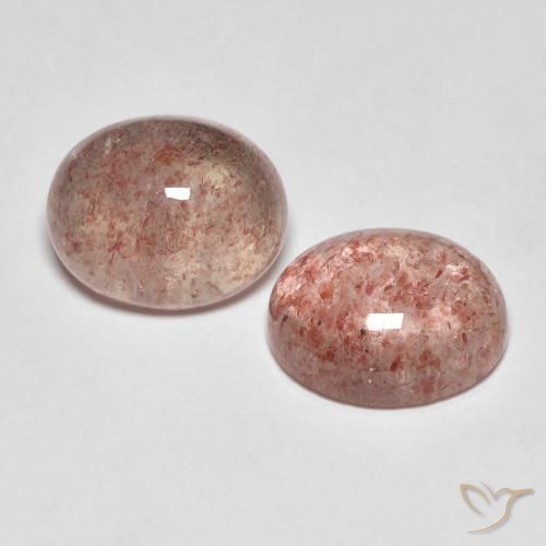 5.55 ctw Pink Strawberry Quartz Stones, Natural Strawberry Quartz in Oval Cabochon Shape for Sale