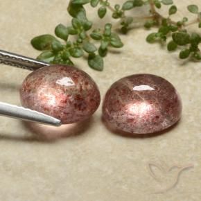 Strawberry Quartz Gemstones in 10 x 8 mm (calibrated) Size for Sale, Strawberry Quartz Stones in Rose Pink Color