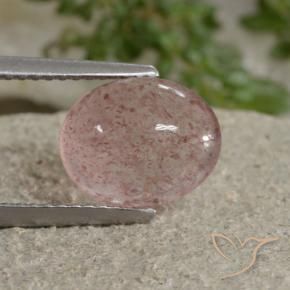 3.43 ct Pink Strawberry Quartz Stone, Natural Strawberry Quartz in Oval Cabochon Shape for Sale