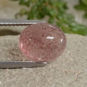 3.90 ct Pink Strawberry Quartz Stone, Natural Strawberry Quartz in Oval Cabochon Shape for Sale