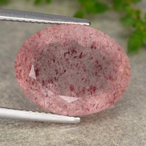 Reddish Pink Strawberry Quartz Gem - 9.5ct Oval Facet (ID: 488581)