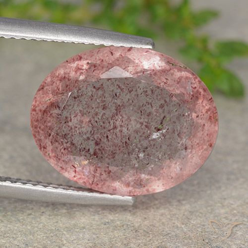 8.27ct Natural Orange Pink Strawberry Quartz, Oval, Translucent