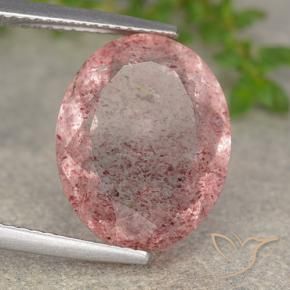 8.27 ct Pink Strawberry Quartz Stone, Natural Strawberry Quartz in Oval Facet Shape for Sale