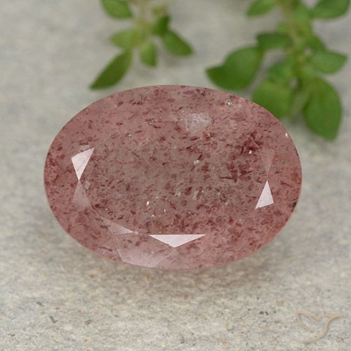 6.80ct Natural Medium Pink Strawberry Quartz, Oval, Translucent