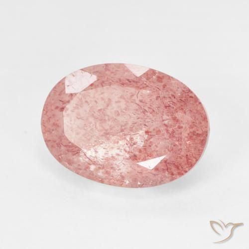 6.12ct Natural Light Rose Pink Strawberry Quartz, Oval, Translucent