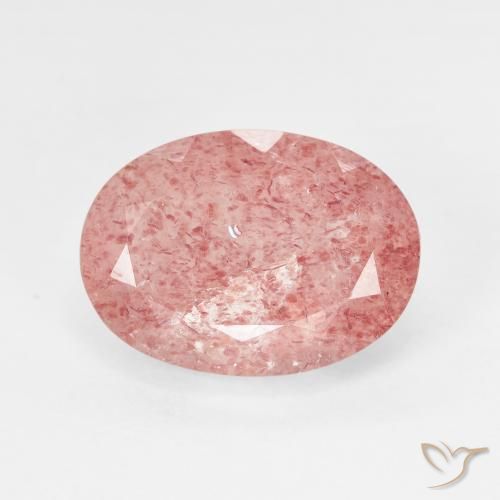 6.12 ct Pink Strawberry Quartz Stone, Natural Strawberry Quartz in Oval Facet Shape for Sale