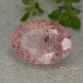 5.79 ct Pink Strawberry Quartz Stone, Natural Strawberry Quartz in Oval Facet Shape for Sale