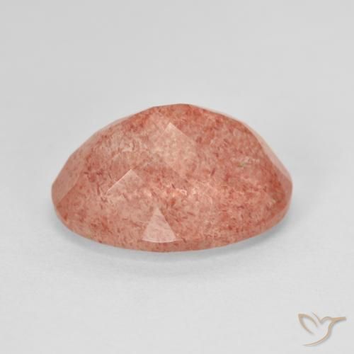 Strawberry Quartz Gemstone in 14 x 10 mm (calibrated) Size for Sale, Strawberry Quartz Stone in Orangish Pink Color