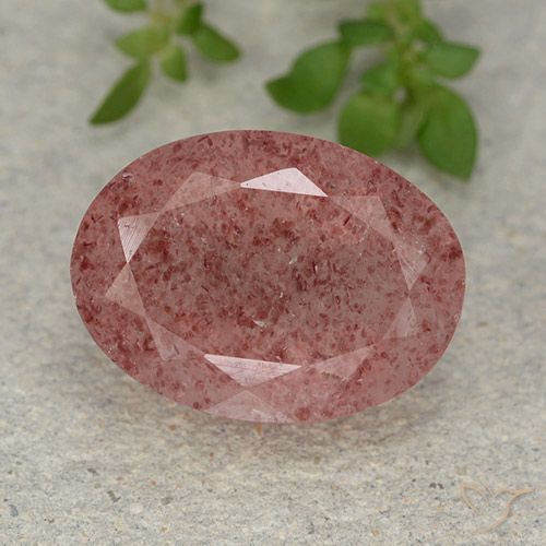 5.56ct Natural Medium-Dark Pink Strawberry Quartz, Oval, Translucent