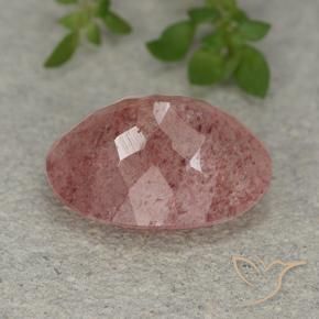 Strawberry Quartz Gemstone in 14 x 10 mm (calibrated) Size for Sale, Strawberry Quartz Stone in Medium-Dark Pink Color