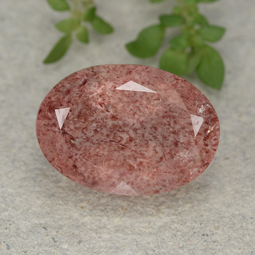 Medium Pink Клубничный Кварц Камень - 5.7ct Фасетный Овал (ID: 490376)