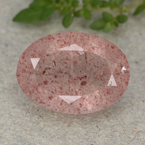 4.88ct Natural Earthy Pink Strawberry Quartz, Oval, Translucent