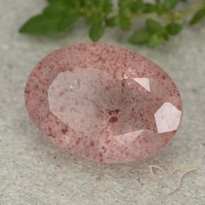 4.88 ct Pink Strawberry Quartz Stone, Natural Strawberry Quartz in Oval Facet Shape for Sale