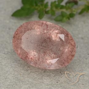 6.40 ct Pink Strawberry Quartz Stone, Natural Strawberry Quartz in Oval Facet Shape for Sale