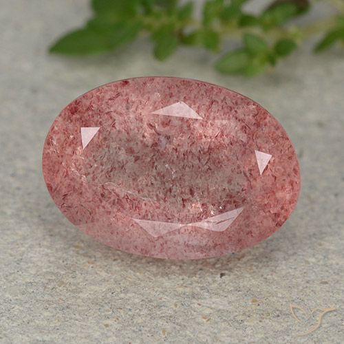 5.85ct Natural Light Rose Pink Strawberry Quartz, Oval, Translucent
