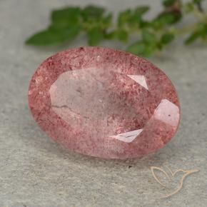 5.85 ct Pink Strawberry Quartz Stone, Natural Strawberry Quartz in Oval Facet Shape for Sale