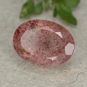 5.89 ct Pink Strawberry Quartz Stone, Natural Strawberry Quartz in Oval Facet Shape for Sale