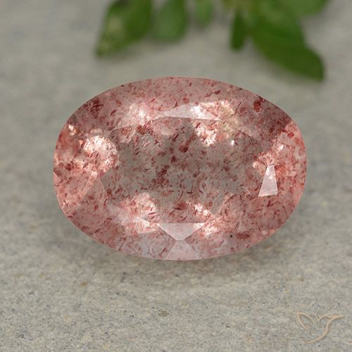 5.49ct Natural Medium-Light Pink Strawberry Quartz, Oval, Translucent