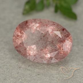 5.49 ct Pink Strawberry Quartz Stone, Natural Strawberry Quartz in Oval Facet Shape for Sale