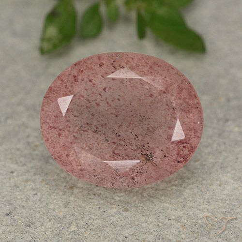 13 x 10.9mm Oval Facet Pink Strawberry Quartz from Russia, Weight of 5.64ct, Natural untreated gemstone in Translucent Clarity, 1pc Strawberry Quartz - the Color is Earthy Pink, Mohs Hardness of 7 suitable for daily wear jewelry, Photo A