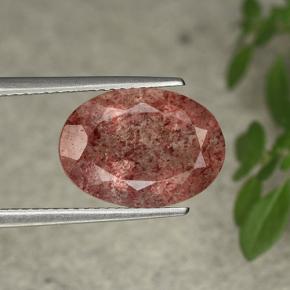 Medium Pink Erdbeerquarz Edelstein - 5.8ct Oval facettiert (ID: 490567)