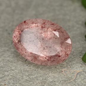 5.17 ct Pink Strawberry Quartz Stone, Natural Strawberry Quartz in Oval Facet Shape for Sale