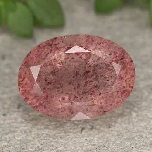 6.10 ct Pink Strawberry Quartz Gemstone, Strawberry Quartz Gem in Oval Facet Shape for Sale.