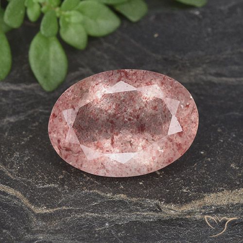 4.78ct Natural Medium-Light Pink Strawberry Quartz, Oval, Translucent