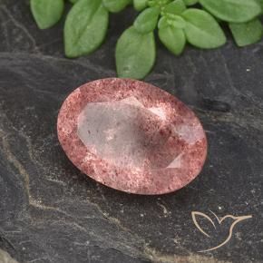 5.79 ct Pink Strawberry Quartz Stone, Natural Strawberry Quartz in Oval Facet Shape for Sale