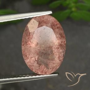 5.61 ct Pink Strawberry Quartz Stone, Natural Strawberry Quartz in Oval Facet Shape for Sale
