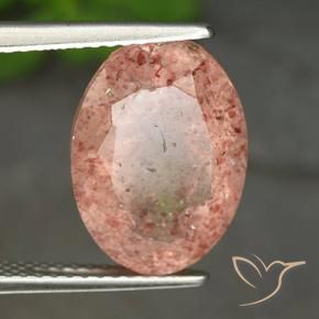 5.38 ct Pink Strawberry Quartz Stone, Natural Strawberry Quartz in Oval Facet Shape for Sale