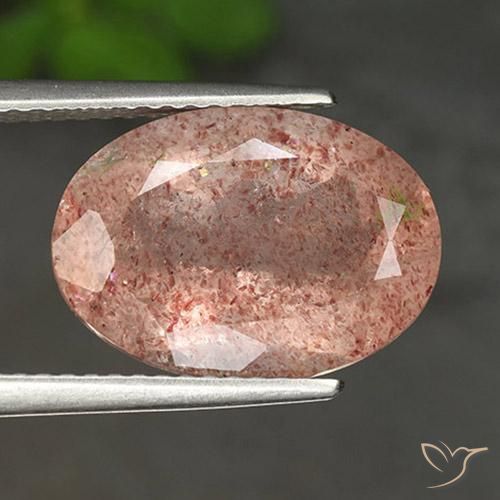 5.56ct Natural Peach Orange Strawberry Quartz, Oval, Translucent