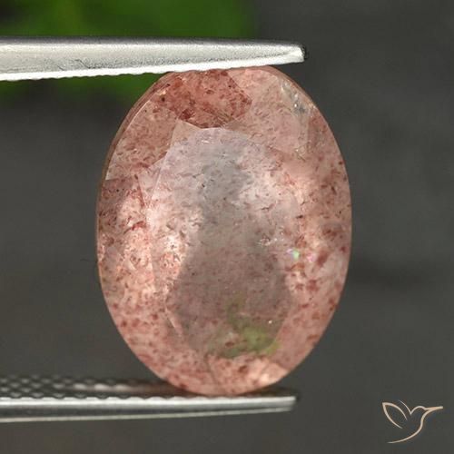 5.56 ct Orange Strawberry Quartz Stone, Natural Strawberry Quartz in Oval Facet Shape for Sale