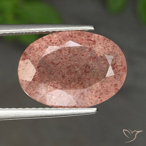 4.93ct Natural Medium Pink Strawberry Quartz, Oval, Translucent