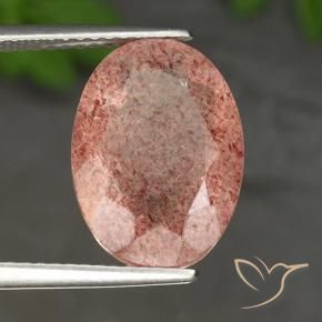 4.93 ct Pink Strawberry Quartz Stone, Natural Strawberry Quartz in Oval Facet Shape for Sale