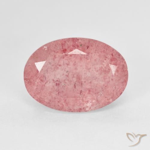 6.39 ct Pink Strawberry Quartz Stone, Natural Strawberry Quartz in Oval Facet Shape for Sale