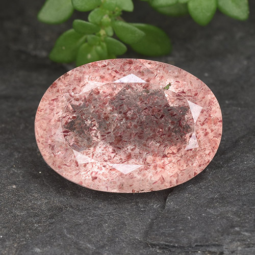 Medium-Light Pink Клубничный Кварц Камень - 5.6ct Фасетный Овал (ID: 490717)
