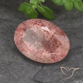 5.14 ct Pink Strawberry Quartz Stone, Natural Strawberry Quartz in Oval Facet Shape for Sale