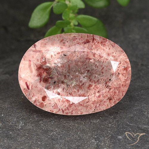 5.79ct Natural Raspberry Pink Strawberry Quartz, Oval, Translucent