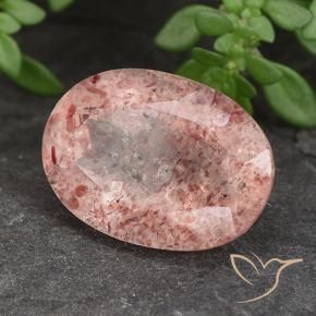 5.79 ct Pink Strawberry Quartz Stone, Natural Strawberry Quartz in Oval Facet Shape for Sale