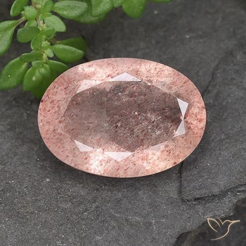 4.78ct Natural Medium-Light Pink Strawberry Quartz, Oval, Translucent