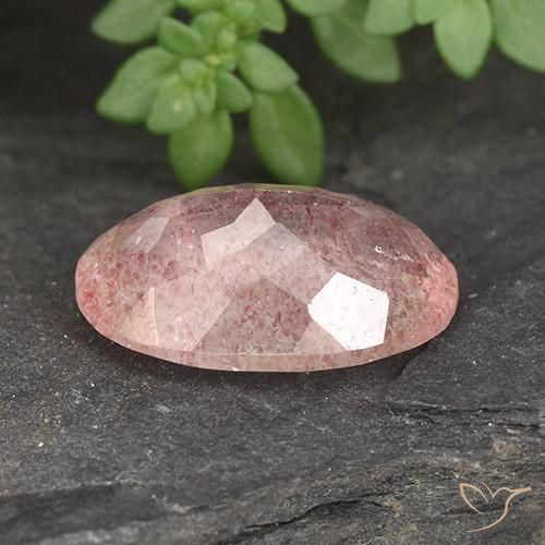Strawberry Quartz Gemstone in 14 x 10 mm (calibrated) Size for Sale, Strawberry Quartz Stone in Medium-Light Pink Color