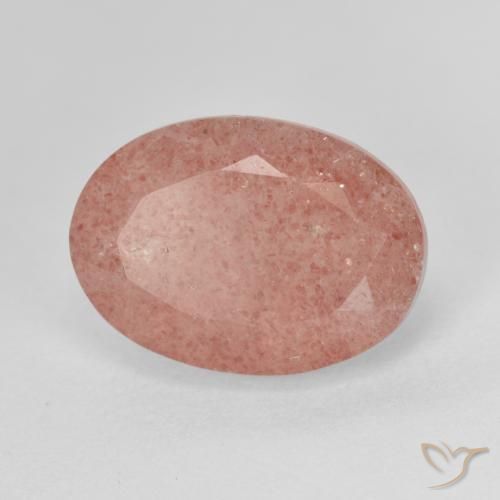 6.68ct Natural Medium Pink Strawberry Quartz, Oval, Translucent