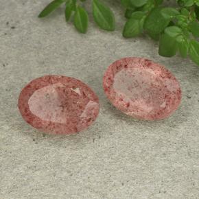 11.96 ctw Pink Strawberry Quartz Stones, Natural Strawberry Quartz in Oval Facet Shape for Sale