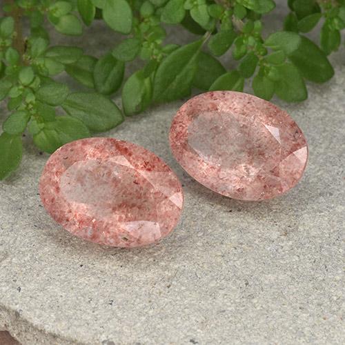 10.59 ctw Pink Strawberry Quartz Stones, Natural Strawberry Quartz in Oval Facet Shape for Sale