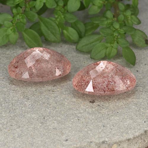 Strawberry Quartz Gemstones in 14 x 10 mm (calibrated) Size for Sale, Strawberry Quartz Stones in Medium Pink Color