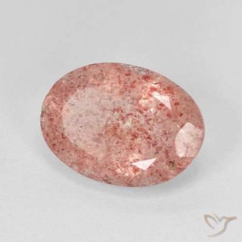 5.36 ct Pink Strawberry Quartz Stone, Natural Strawberry Quartz in Oval Facet Shape for Sale
